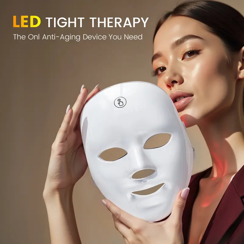 SHMHE Red light therapy mask, 7-color LED photorejuvenation mask, daily care photorejuvenation, wireless charging, ideal gift for women, Exceptional Summer Skincare and Beauty Products