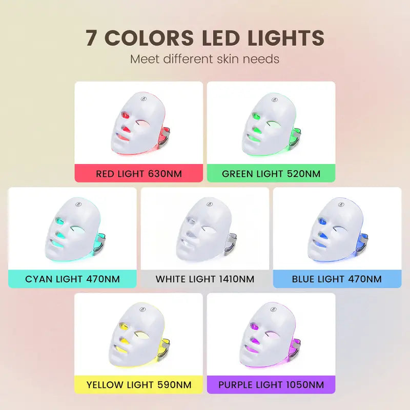 SHMHE Red light therapy mask, 7-color LED photorejuvenation mask, daily care photorejuvenation, wireless charging, ideal gift for women, Exceptional Summer Skincare and Beauty Products