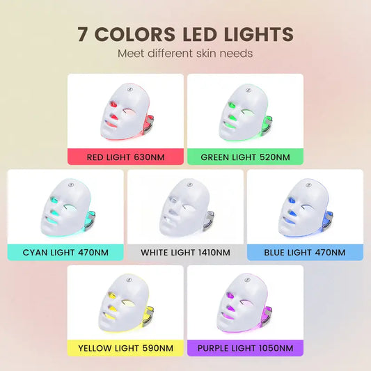 SHMHE Red light therapy mask, 7-color LED photorejuvenation mask, daily care photorejuvenation, wireless charging, ideal gift for women, Exceptional Summer Skincare and Beauty Products