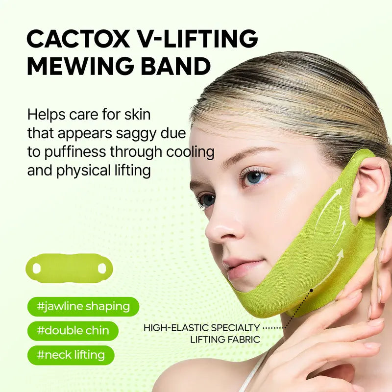 CACTOX V-LIFTING MEWING BAND with Cactus Cooling Reduce Puffiness & Pore Tightening for Visible Pore Care Skin Repair