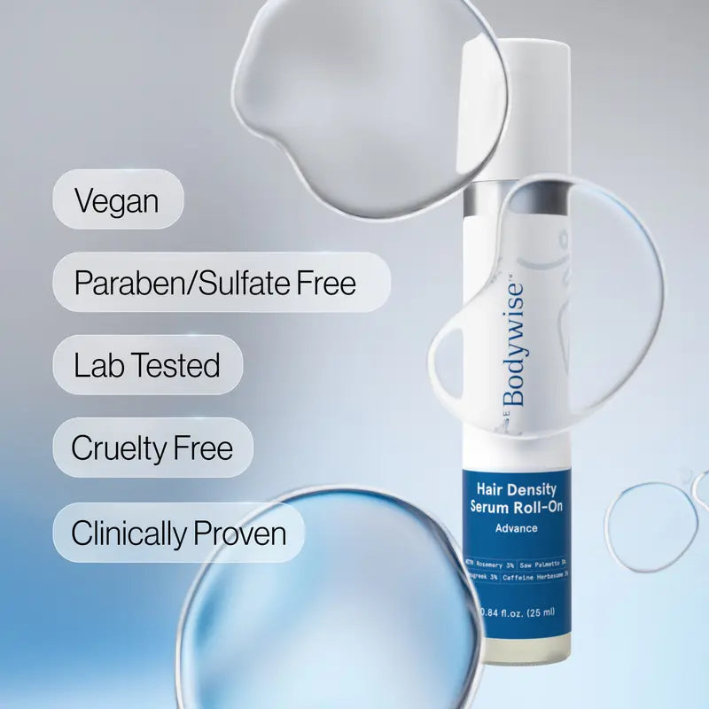 Be Bodywise Advanced Hair Density Roll-On Serum – A high-performance scalp treatment designed to reduce hair fall and visibly boost hair density.