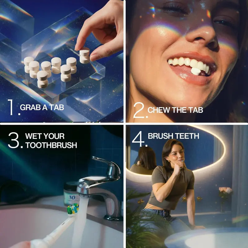 NOBS Toothpaste Tablets - Nano Hydroxyapatite, Fluoride Free, Plastic Free, Eco & Travel Friendly - Remineralize with NHA